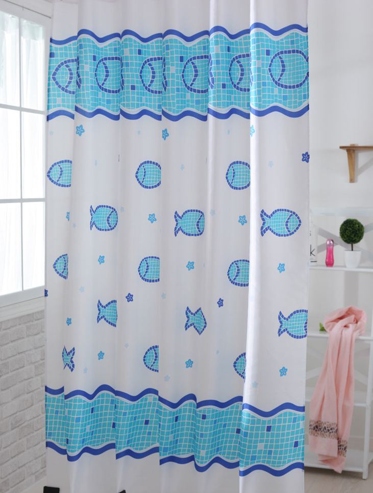 Blue Print Shower Curtains for Bath