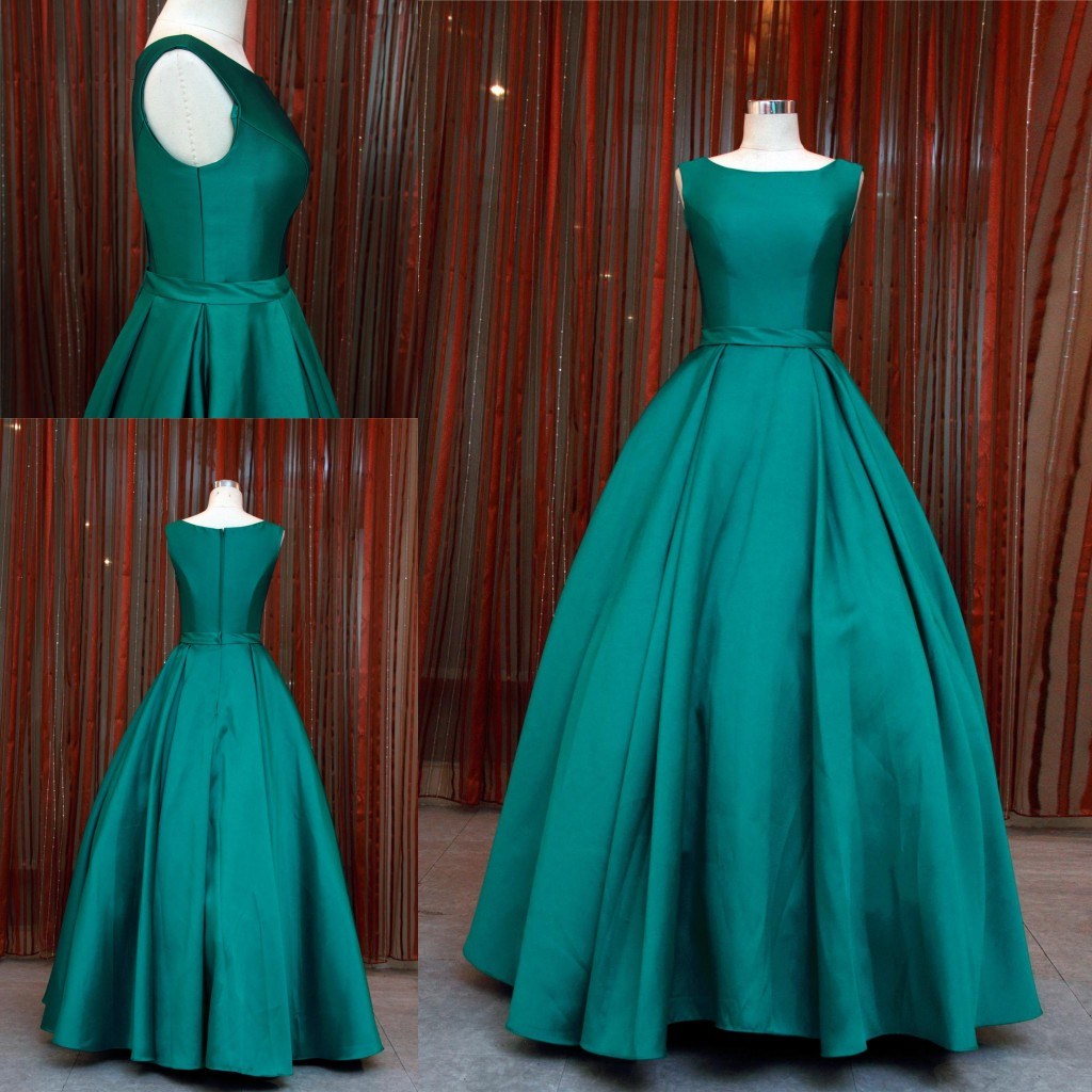 Simple Fashion Cyan Ball Gown Party Dress Evening Gown 2018