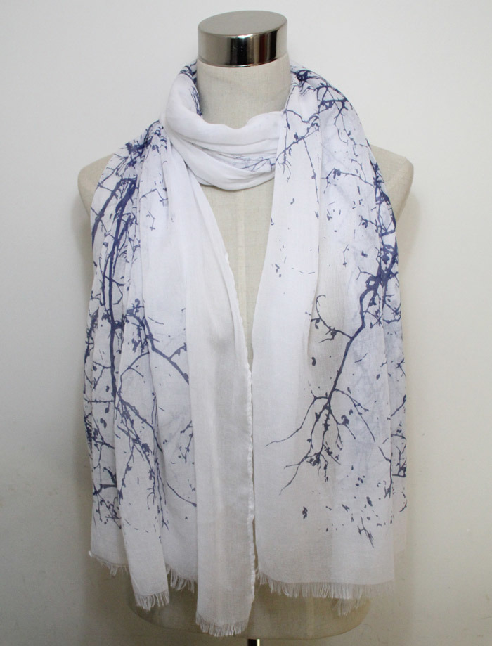 Women Branches Printed Fashion Cotton Voile Silk Scarf (YKY1072)