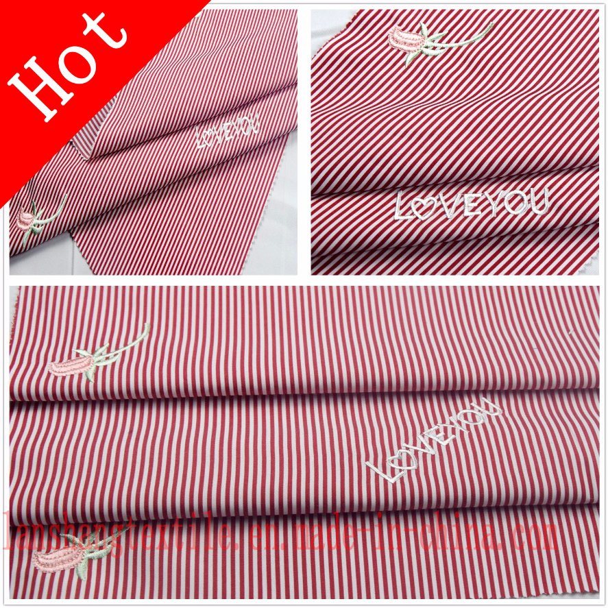 Polyester Embroider Yarn Dyed Fabric for Shirt Skirt Bedding Cap