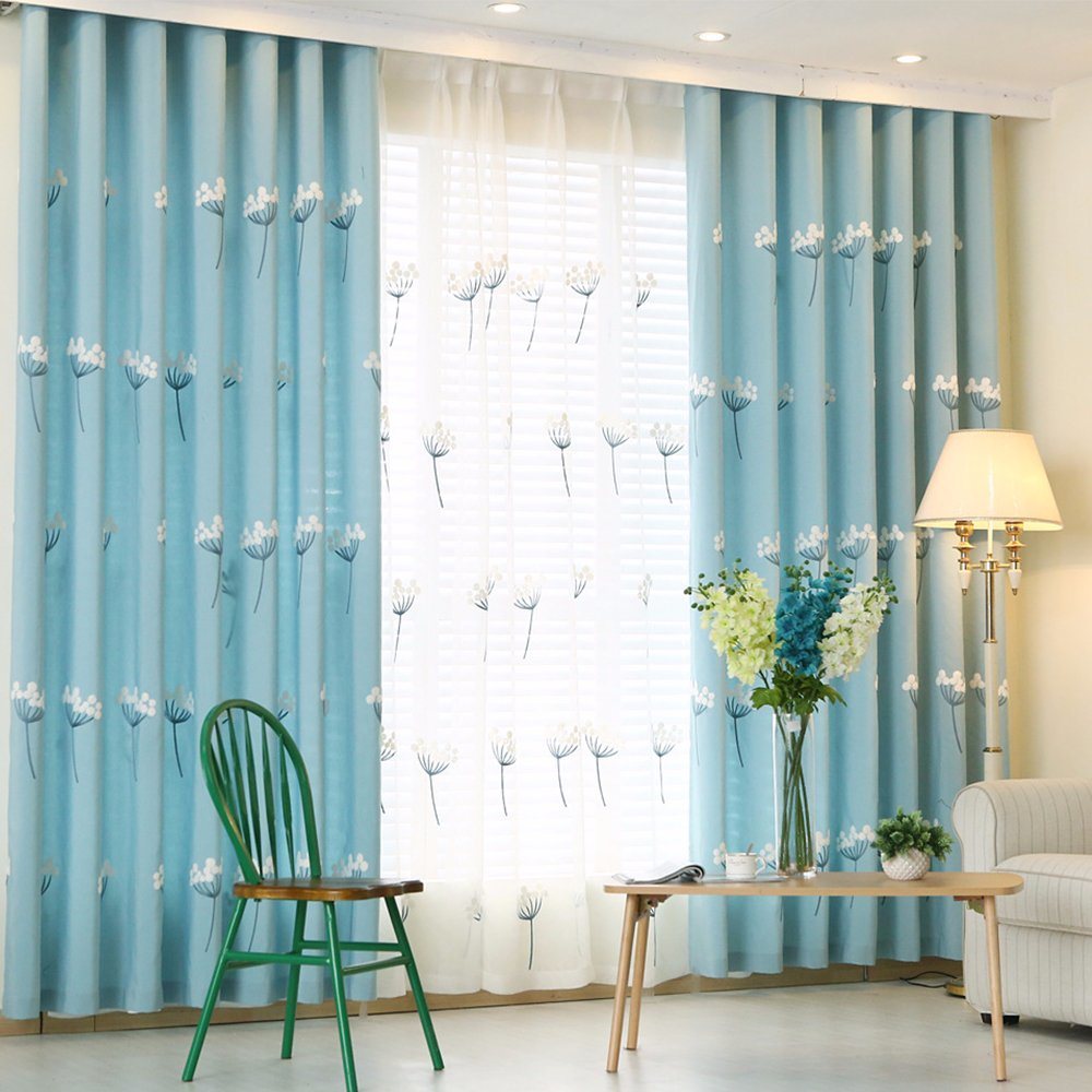 Natural Style Polyester Embroidery Blackout Window Curtain (14F0055)