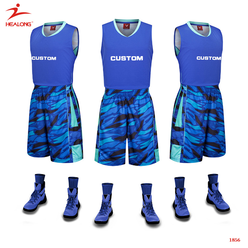 Healong Sportswear Basketball Uniform Custom Blue Best Basketball Jersey