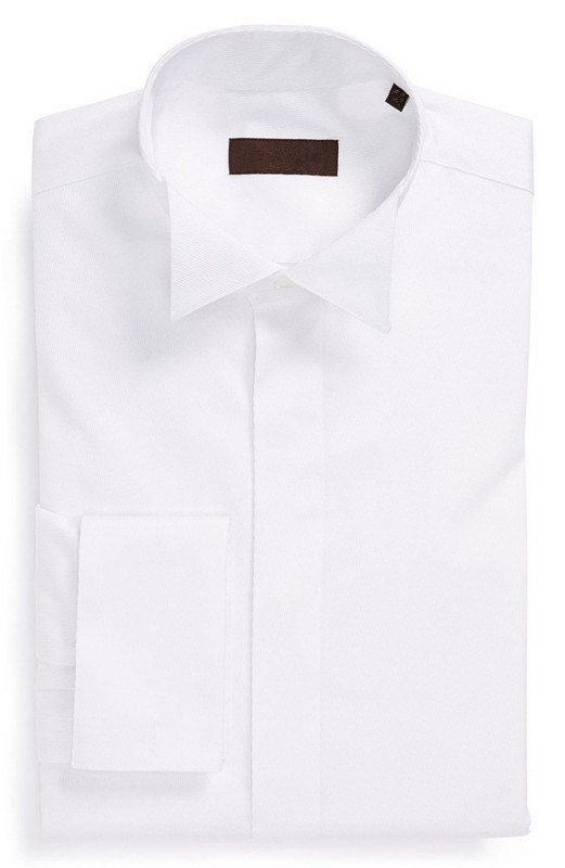 Formal Wing Collar, French Cuffs, Pure White, Men'stuxedo Shirt