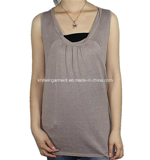 Knitted Women Clothes in V Neck Sleeveless (11SS-185)