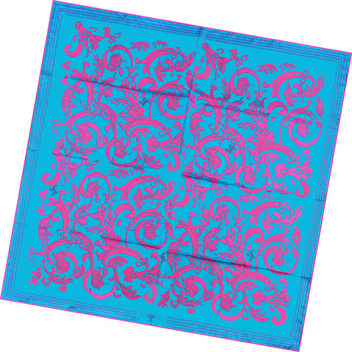 Fashion Lady Printed Square Silk Scarf (HC1301-4)