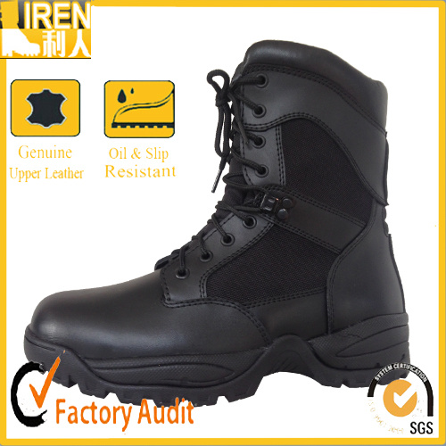 Black Genuine Leather Good Wear Army Boot Military Tactical Combat Boot