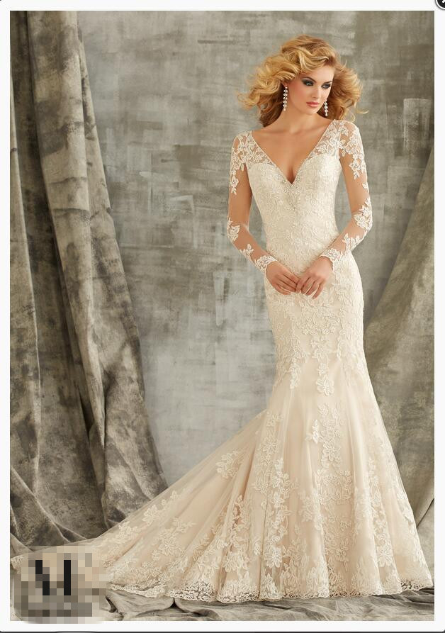 2016 Long Sleeve Lace Mermaid Bridal Wedding Gowns Wd1350