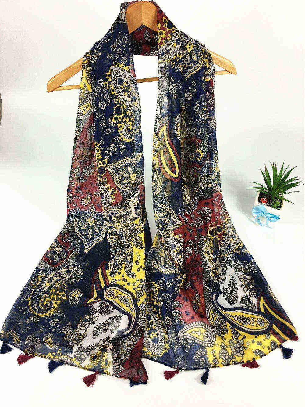 Hot Style 100%Cotton Voile Feeling Print Fashion Long Scarf
