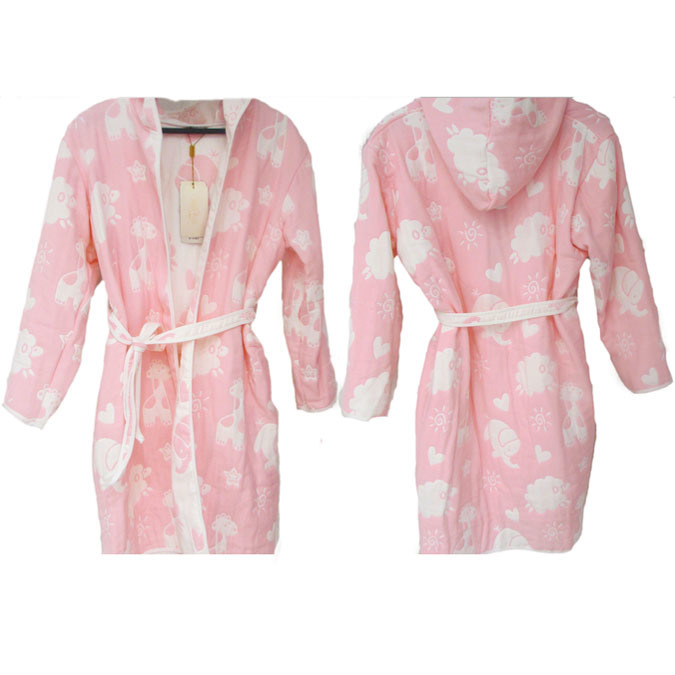 Jacquard Cotton Bathrobe with Hooded for Adults/Kids
