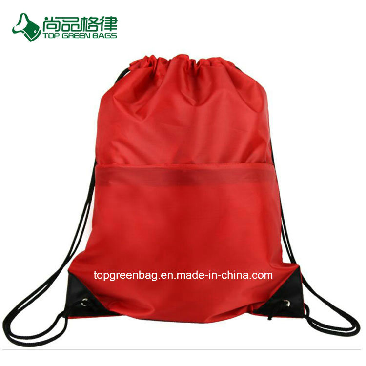 Cheap Monochromatic Zipper Front Pocket Drawstring Backpack Bag