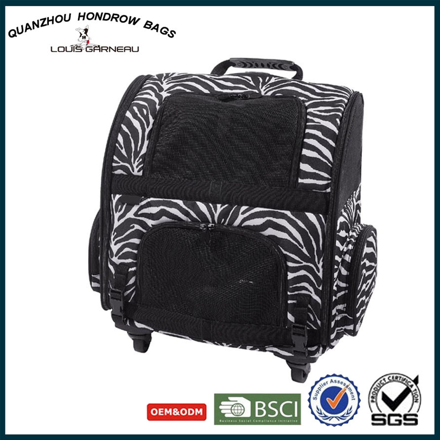 Zebra Style Printed Travel Trolley Pets Backpack Carrier Bag Sh-17070211