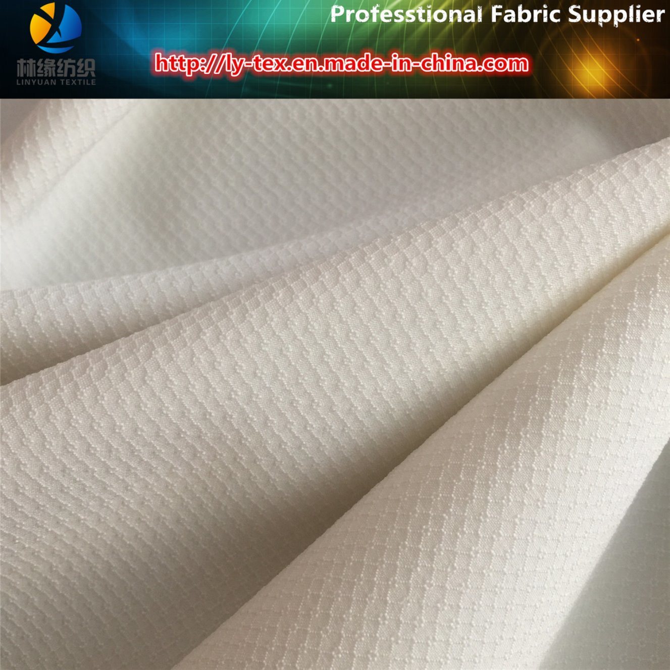 White Fishnet Jacquard Fabric, Polyester Spandex Garment Fabric (R0143)