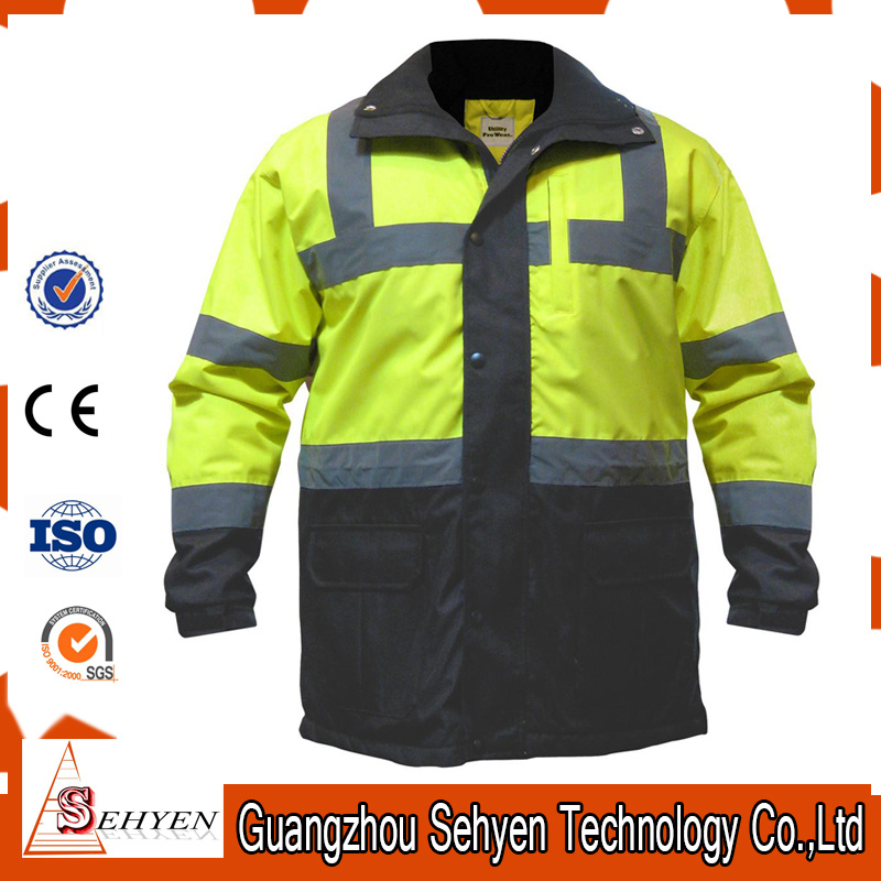 Men's Hi Vis Reflective Safety Waterproof Jacket in Yellow/Black