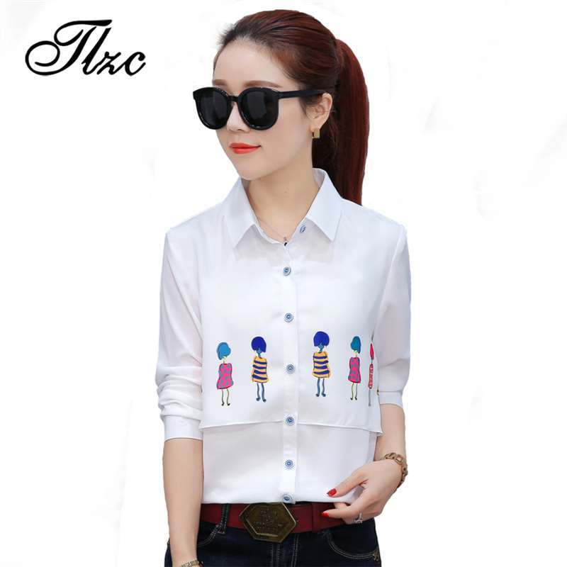2017 Women Blouses White Lovely Cartoon Printed S-XXL Soft Cloth New Arrival Lady Casual Fashion Shirts & Tops