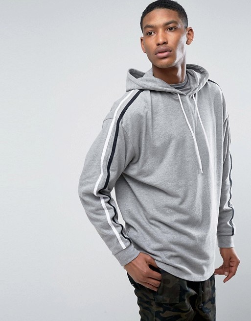 Oversized Hoodie with Piping & Side Zips