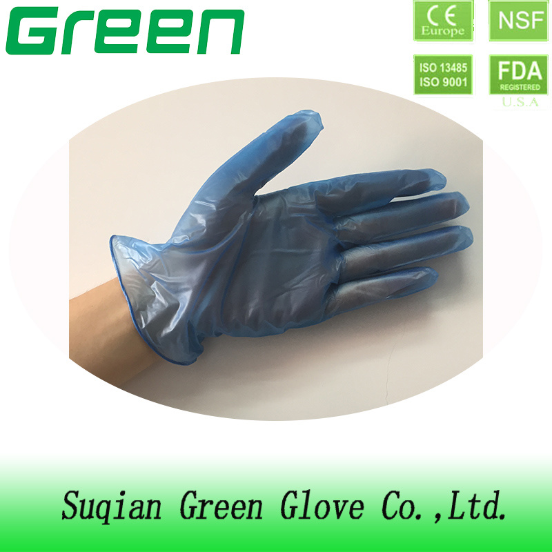 Blue Housework Cleaning Protective Disposable PVC Gloves for Family Use