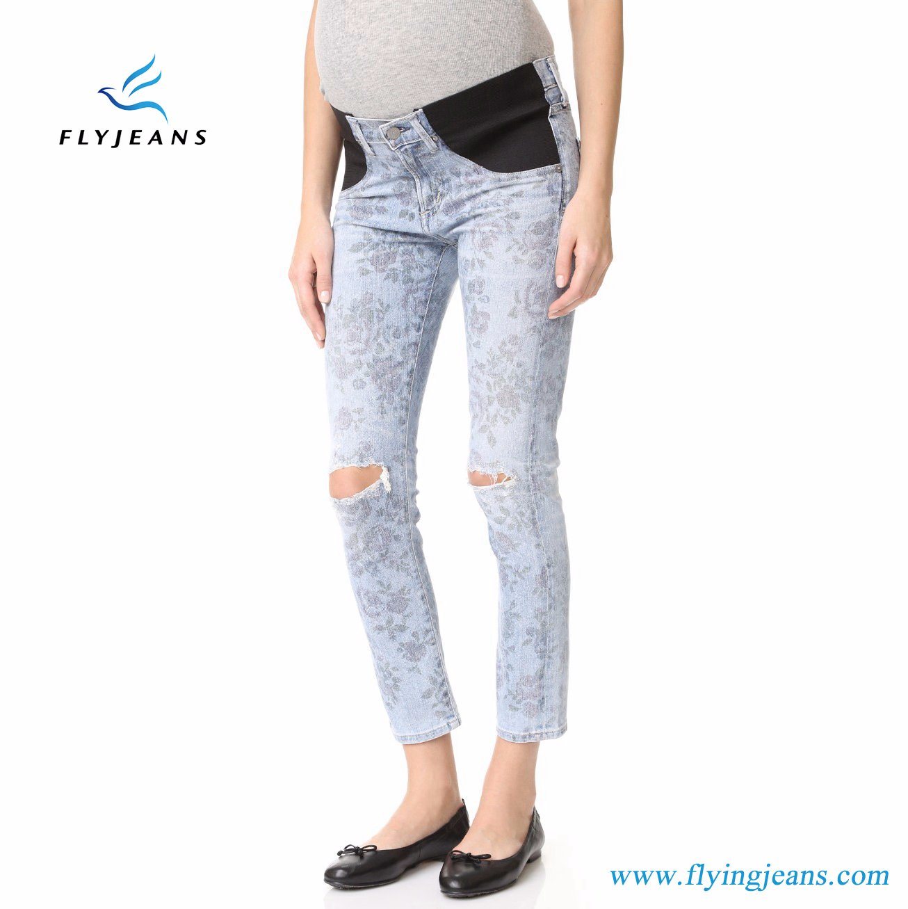2017 Fashion Slouchy-Slim Ripped Women Maternity Denim Jeans by Fly Jeans