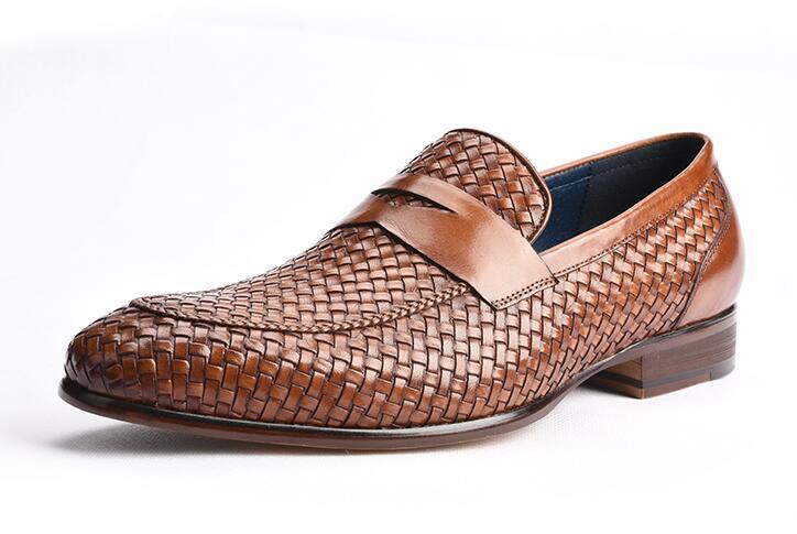 European Trendy High End Men Formal Woven Leather Dress Shoe