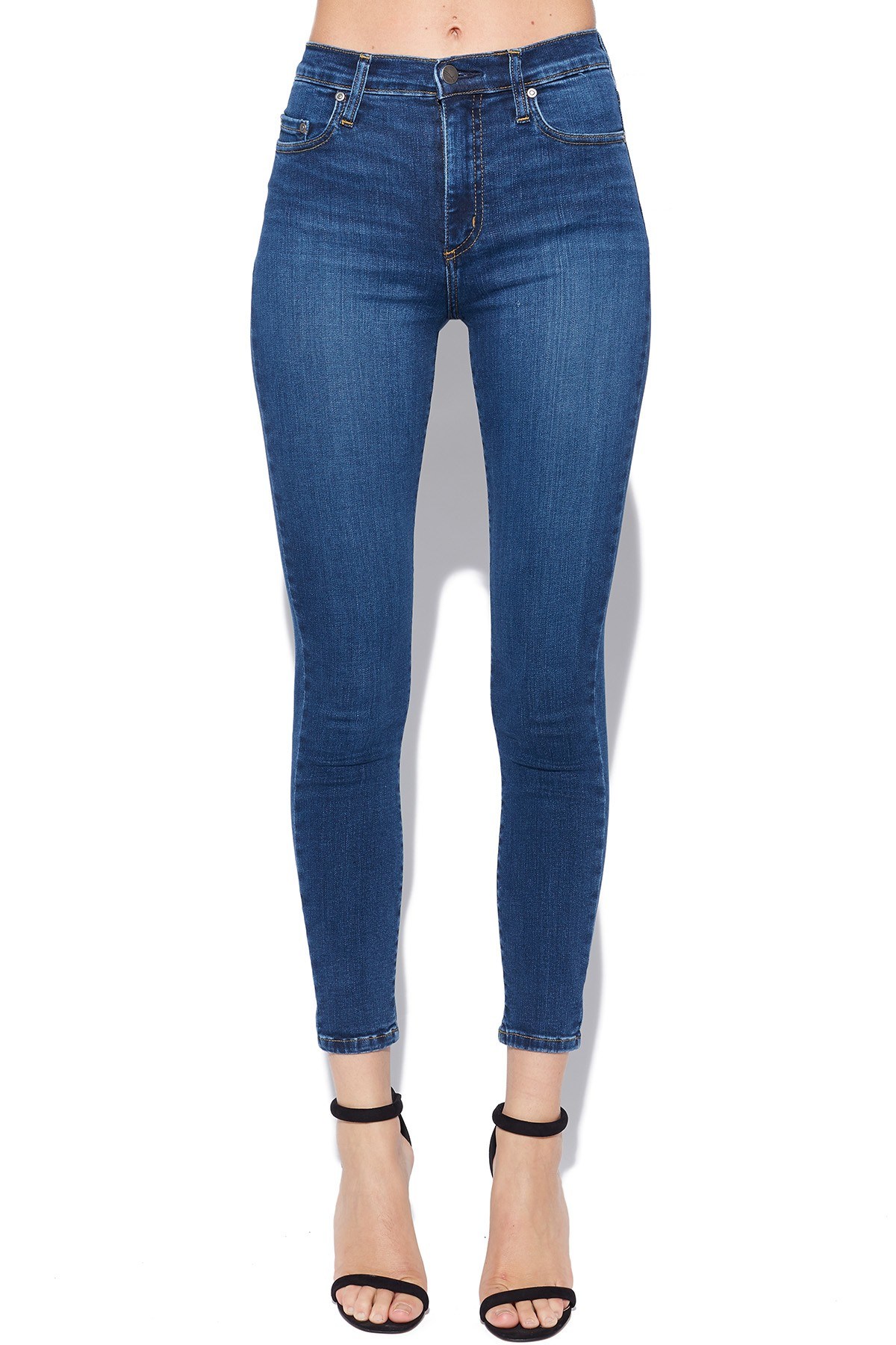 Sexy Ladies Skinny Elastic Jeans with Custom Brand Label