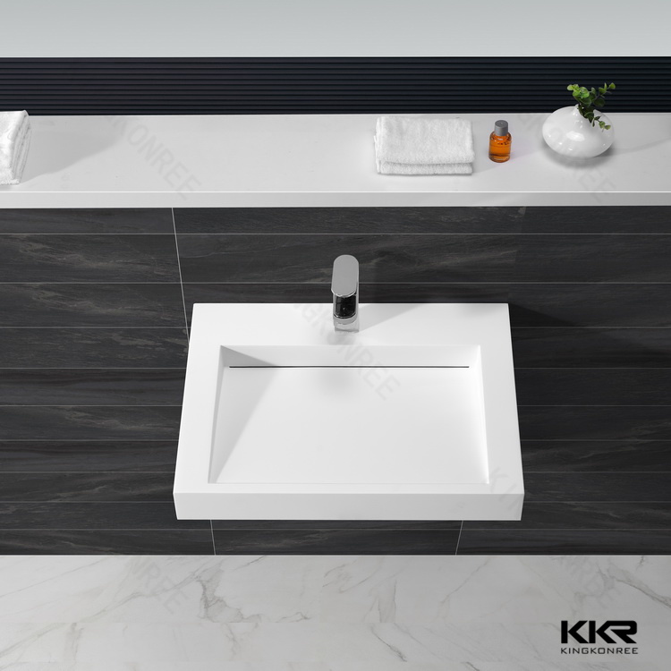 Italian Modern Artificial Stone Wall Mounted Solid Surface Wash Hand Basin