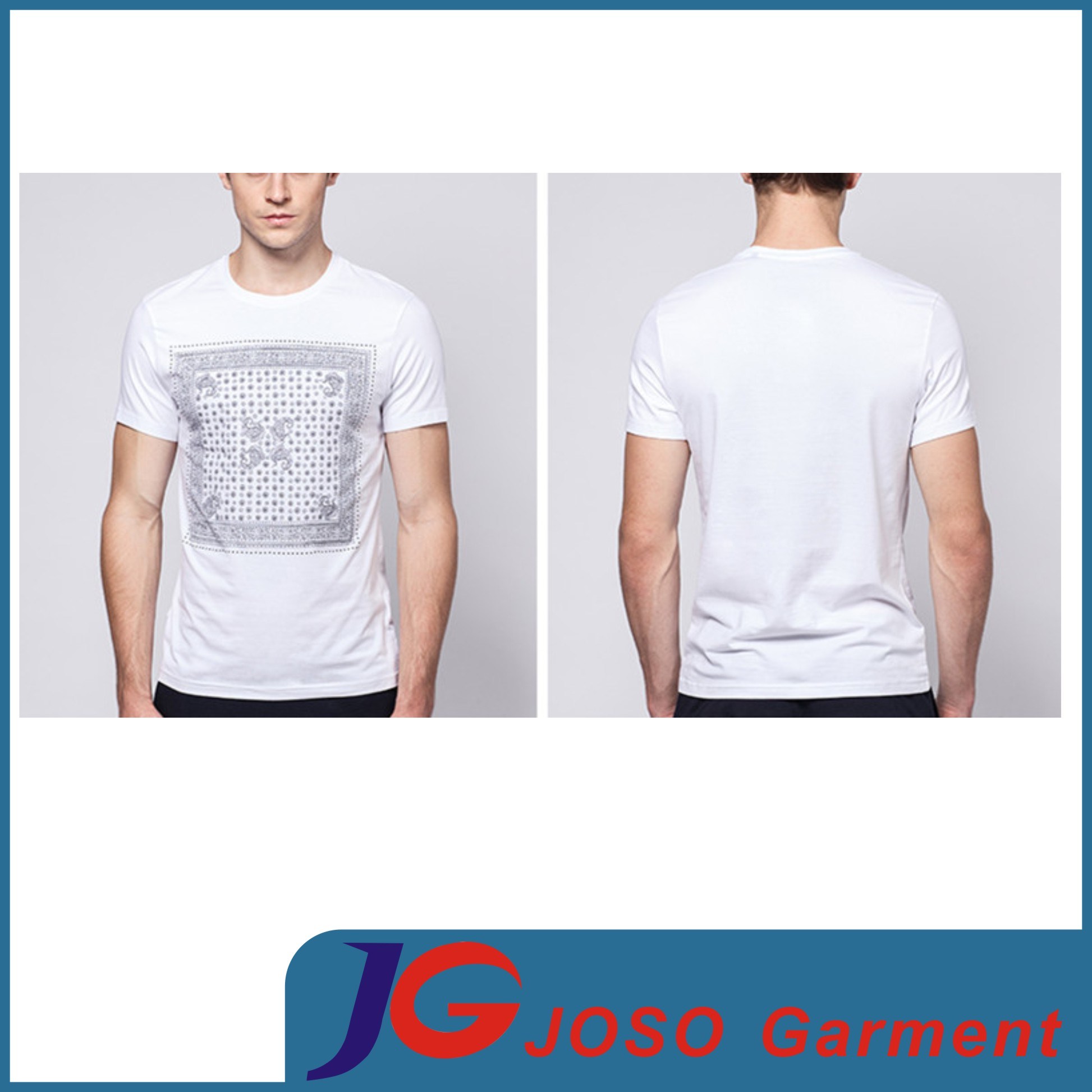 Round Neck Printed White Tee Shirt Wholesale for Man (JS9016m)