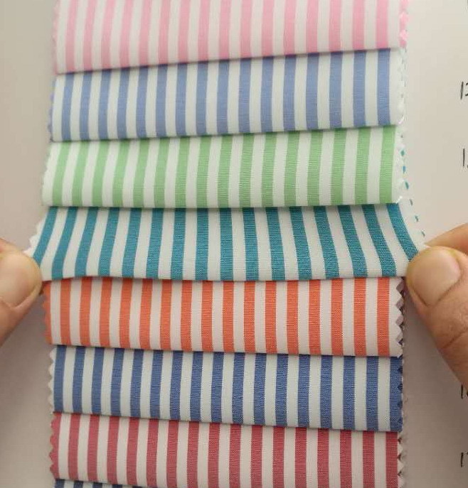 T/C Polyester Cotton Stripes Shirt Stretch Lycra Spandex Fabric