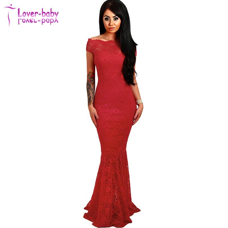 Hopeless Romantic Red Lace Fishtail Evening Dress L5035