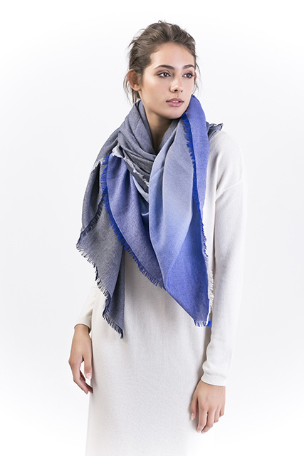 Starrysky-50%Cashmere50%Cotton DIP-Dying Scarf Square Shawl