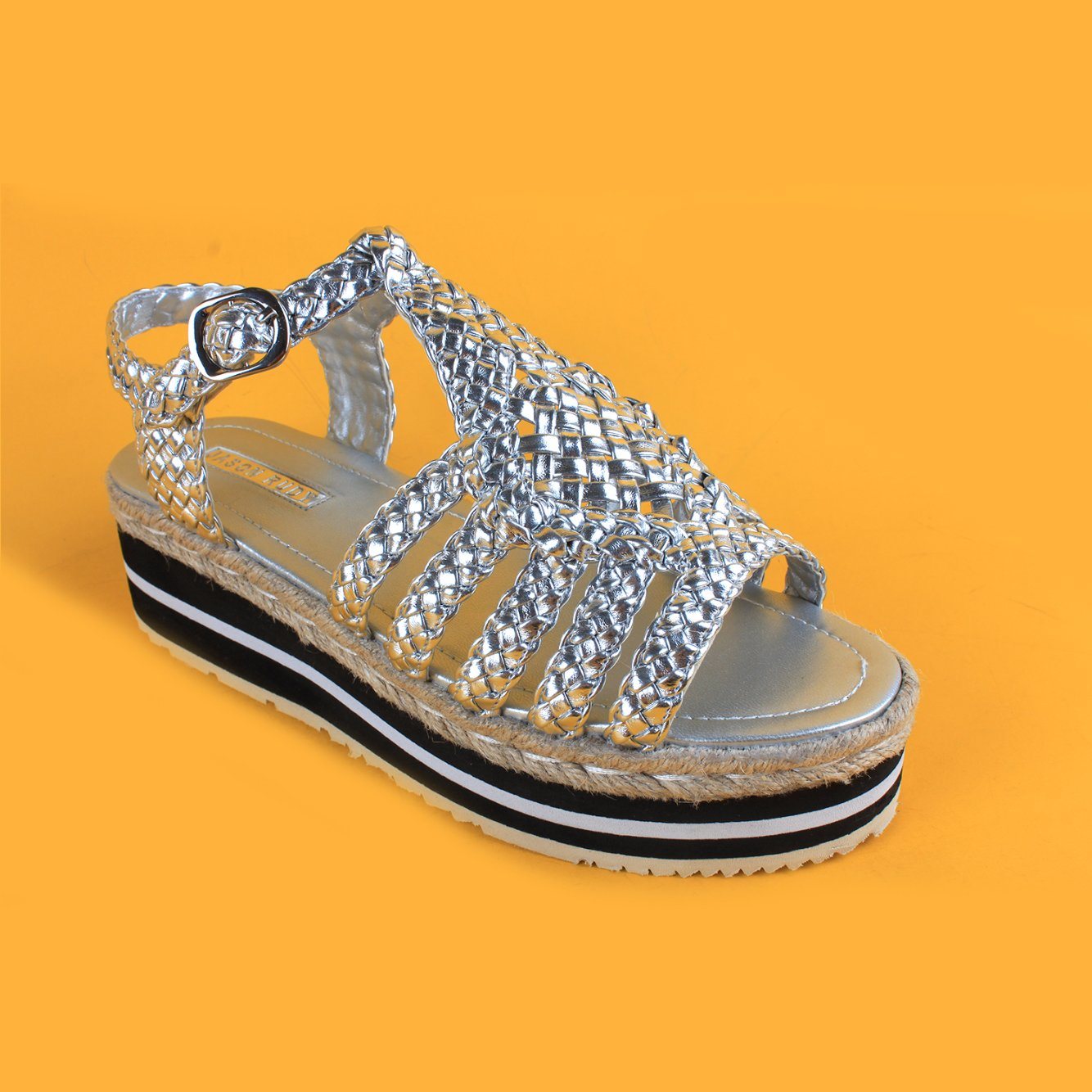 Women Silver Thick Platform EVA Sole Sandals Espadrilles