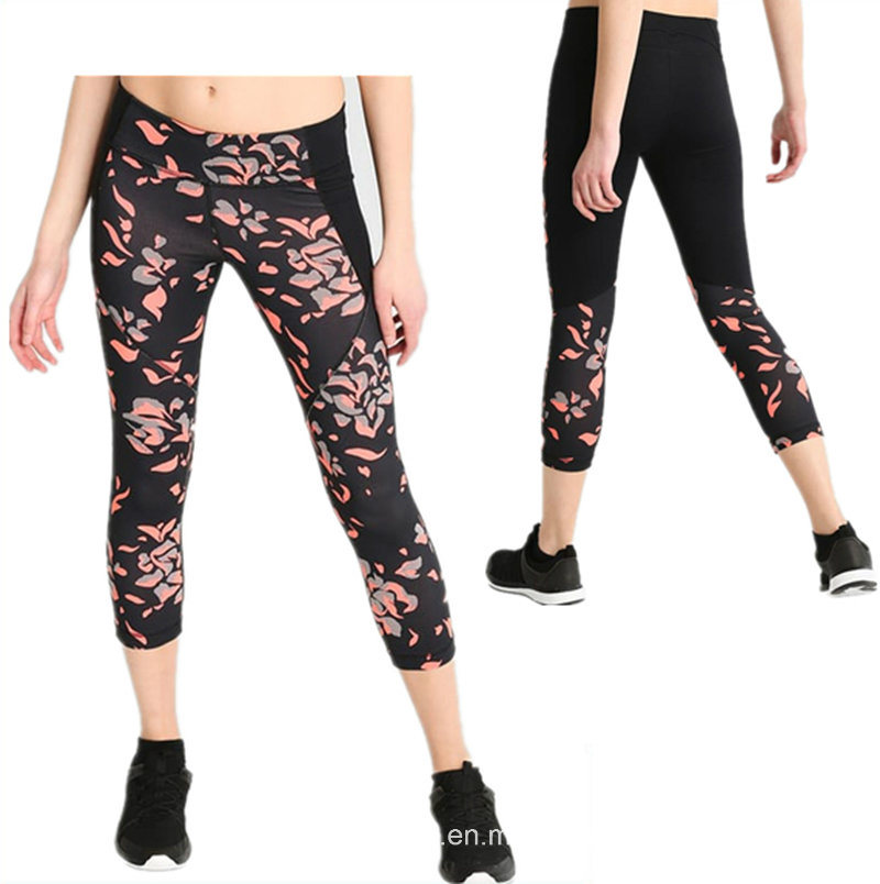3/4 Length Fitness Gym Pants Workout Yoga Tight Fit Running Pants for Women