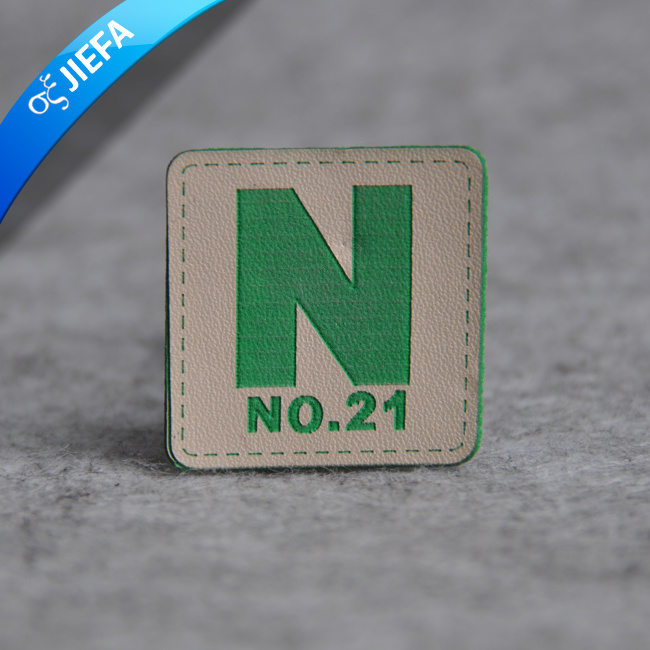 New Fashion Green Custom Embossed Leather Patch for Garment