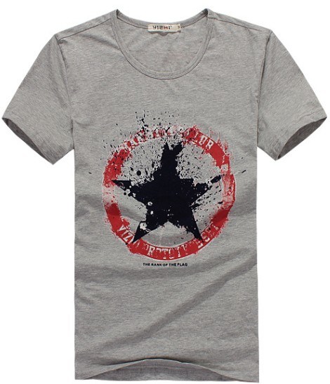 Men Fashion Round Neck Star Print T-Shirt