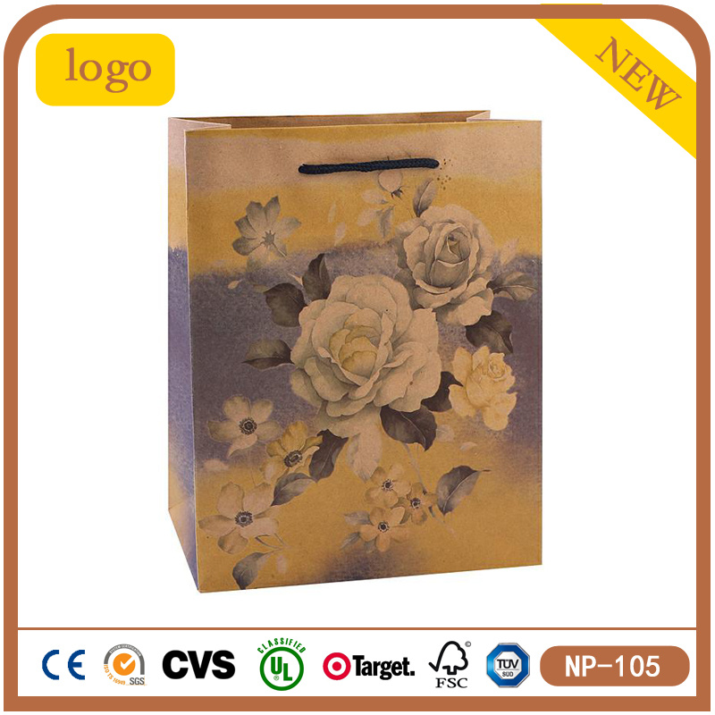 Yellow Flowers Roses Coametics Jewelry Fashion Shopping Gift Paper Bag