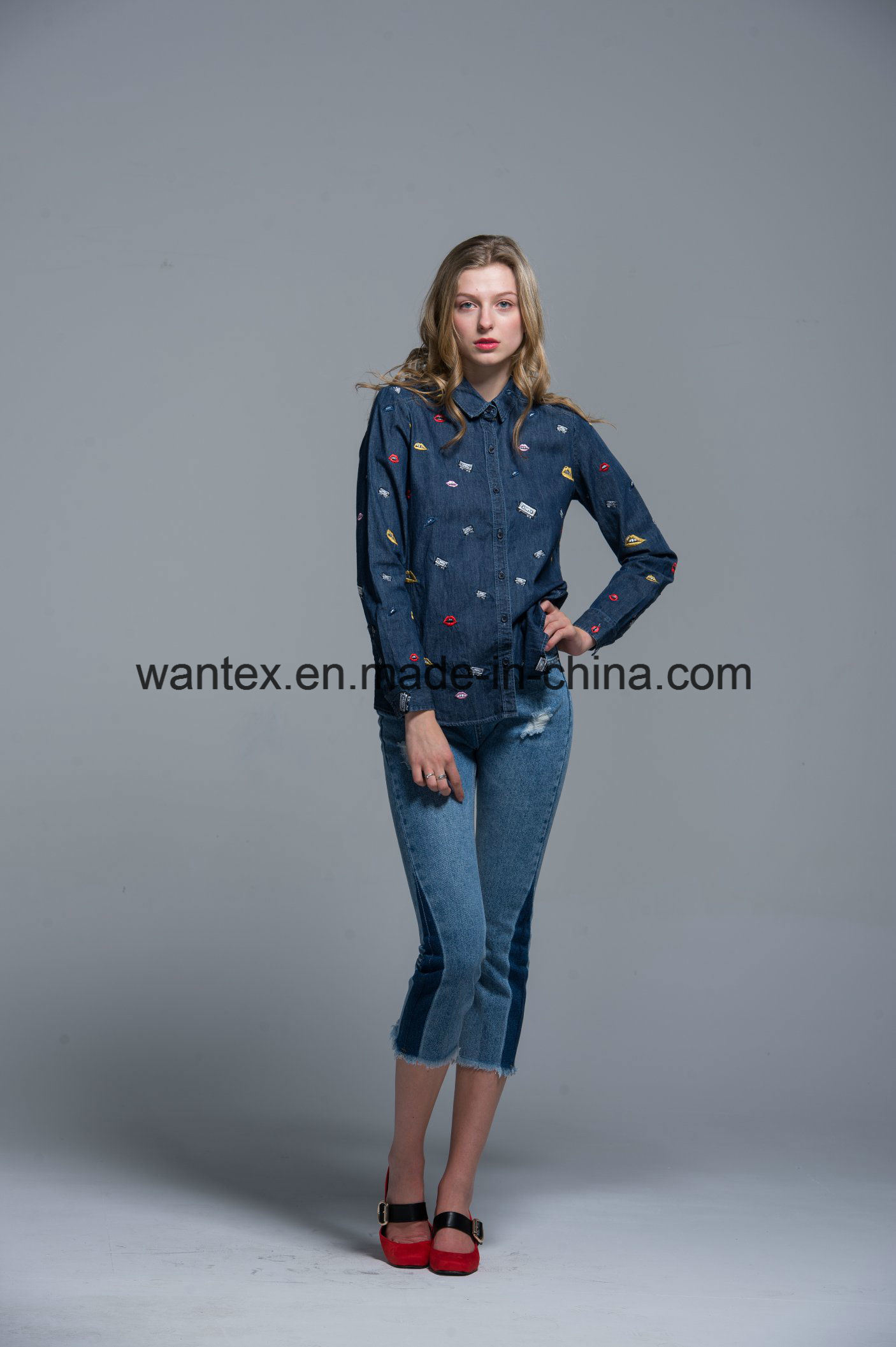 Ladies Blouse 100% Cotton Fashion Shirt Fashion Top Autumn Spring Jean
