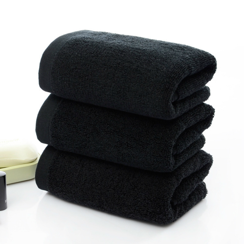 Custom Plain Cotton Terry Black Color Towel Supply