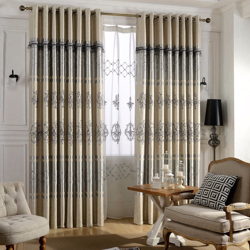 European Luxury Style Embroidery Blackout Window Curtain (19F0051)