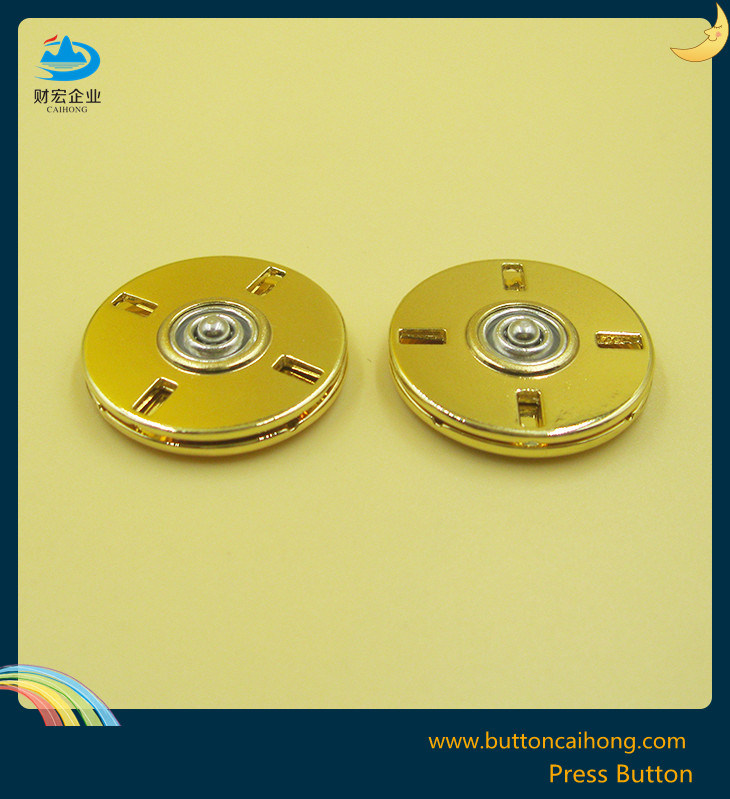 Gold Plated Shiny Press Button with Metal for Garment
