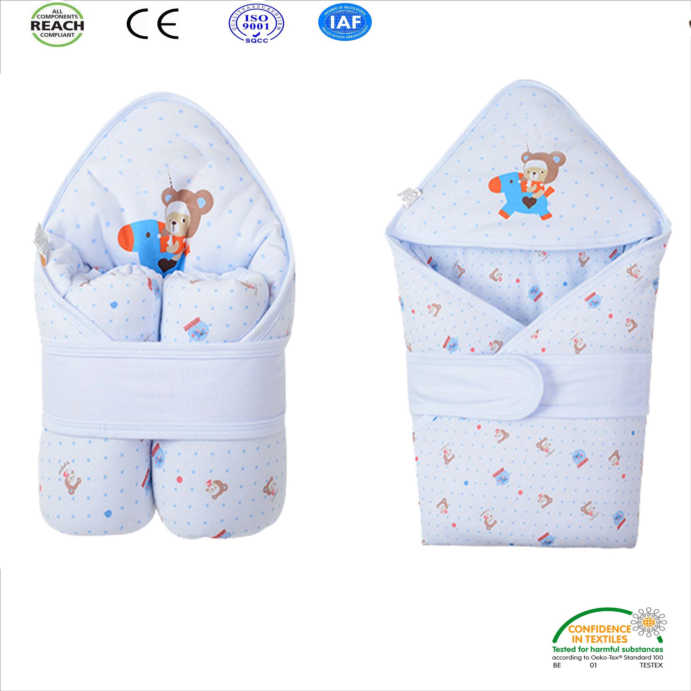 Light Blue Color 100% Cotton Winter Cuddle Blanket for Baby