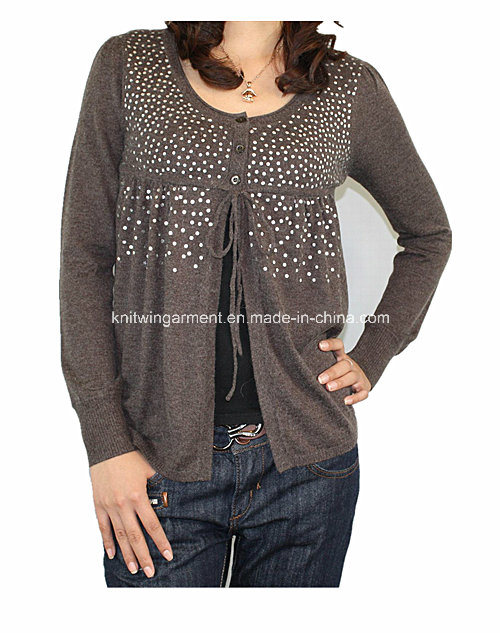 Women Knitted Round Neck Fashion Clothes with Buttons (12AW-070)