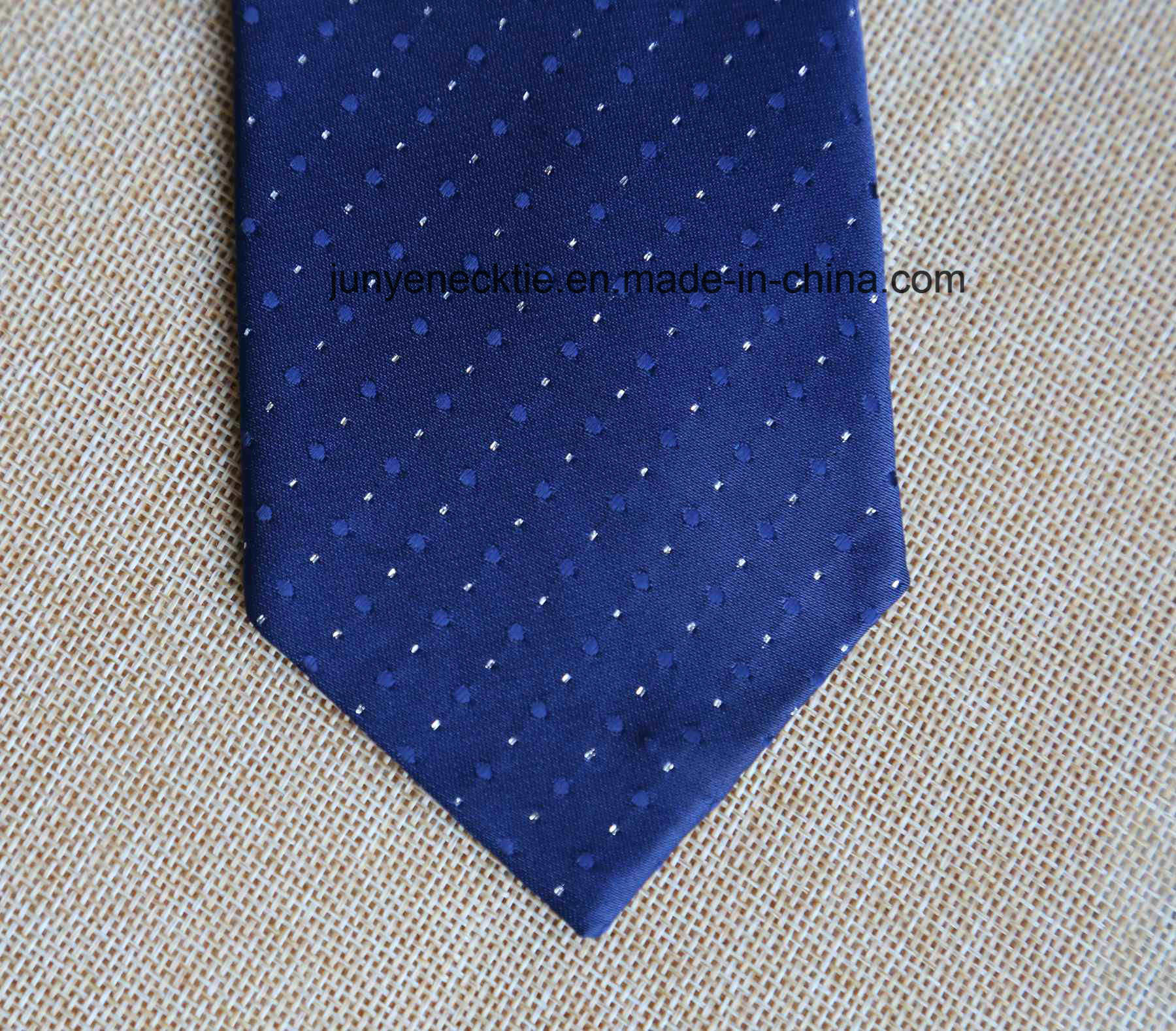 Poly Woven Navy Dots Necktie for Men