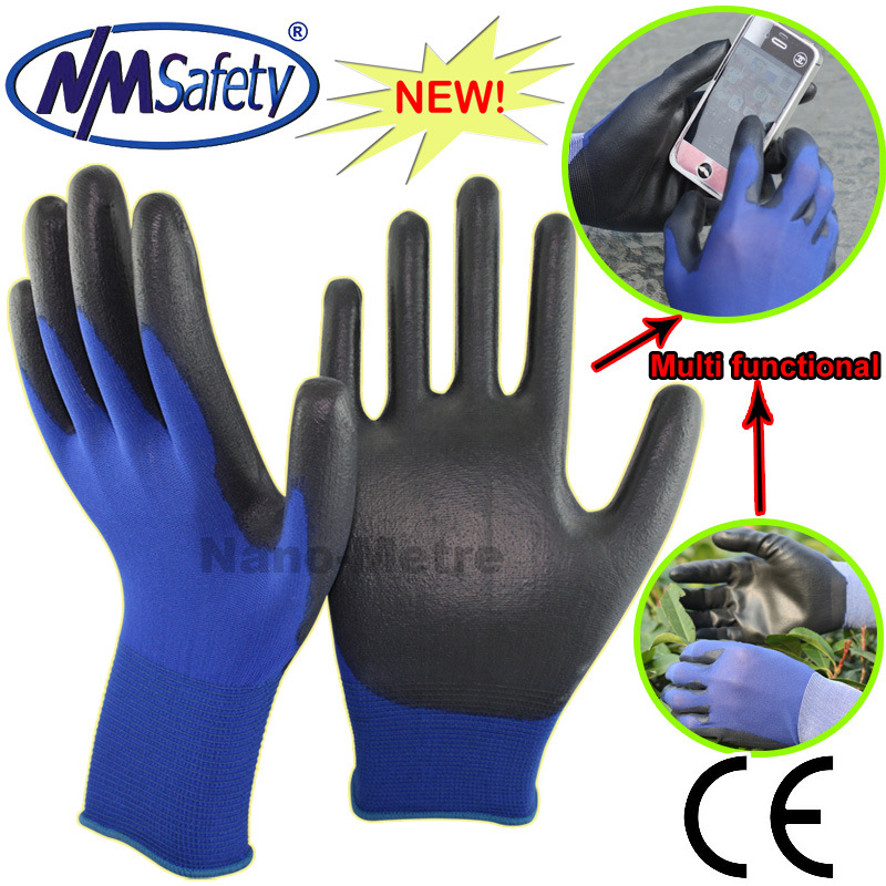Nmsafety 18g Super Thin PU Coated Touch Screen Work Glove