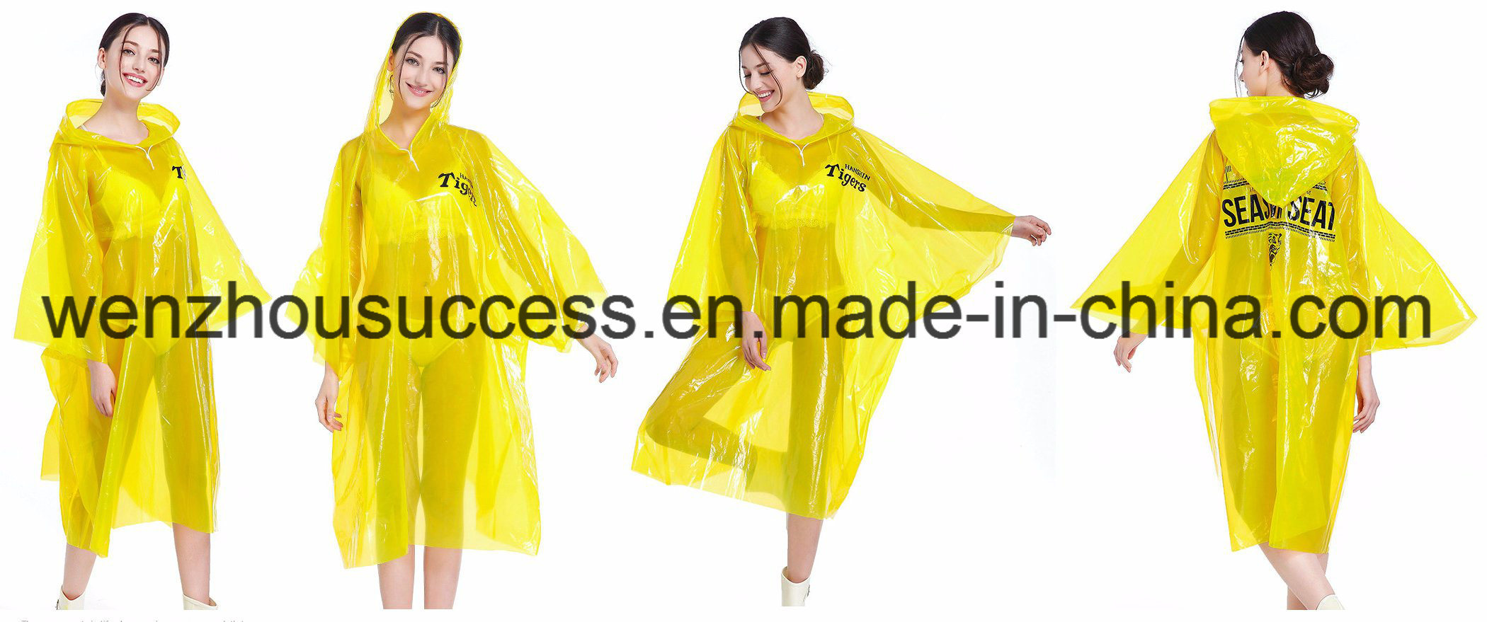 Reusable 0.3mm Long PVC Raincoat Adult Rain Poncho