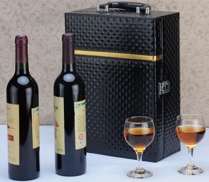 High Grade Black Diamond Grain Paper Wine Gift Box