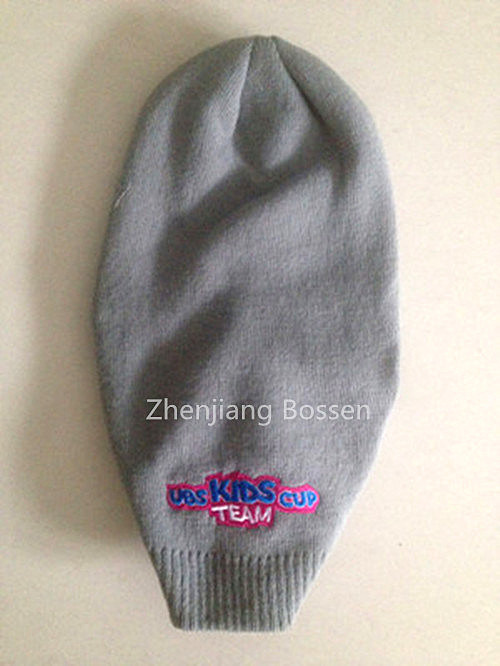 Chinese Factory Produce Customized Logo Embroidered Grey Acrylic Slouchy Beanie Hat