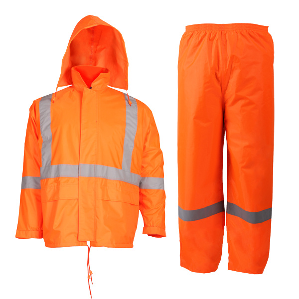 OEM High Quality 190t Raincoat Rain Suit with Reflective Strips