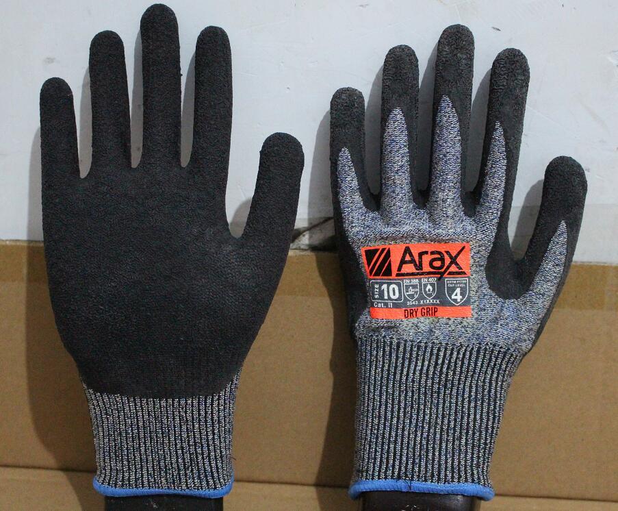Cut and Impact Resistant Hand Safety Gloves with Latex Crinkle Coated