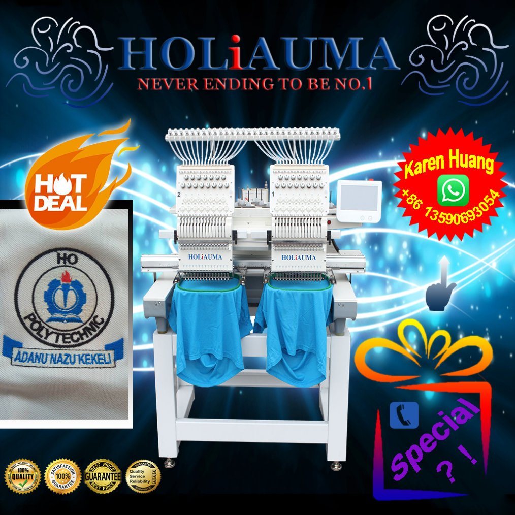 Holiauma 2 Head 15 Needles Embroidery Sewing Machine Tajima Type