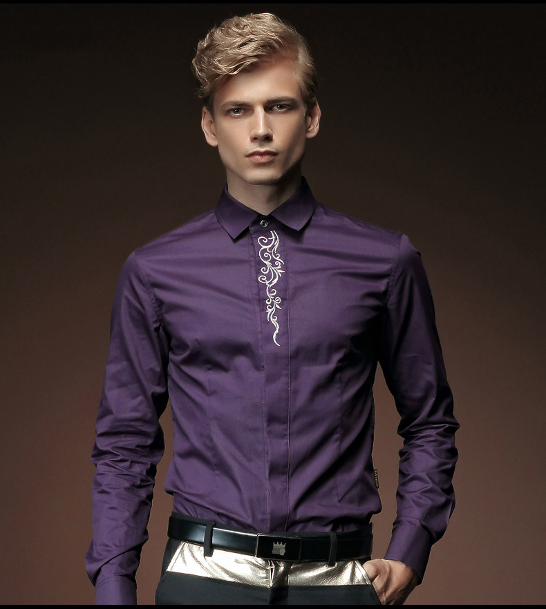 Sports Embroidery Slim Fit Printing Men's Shirt