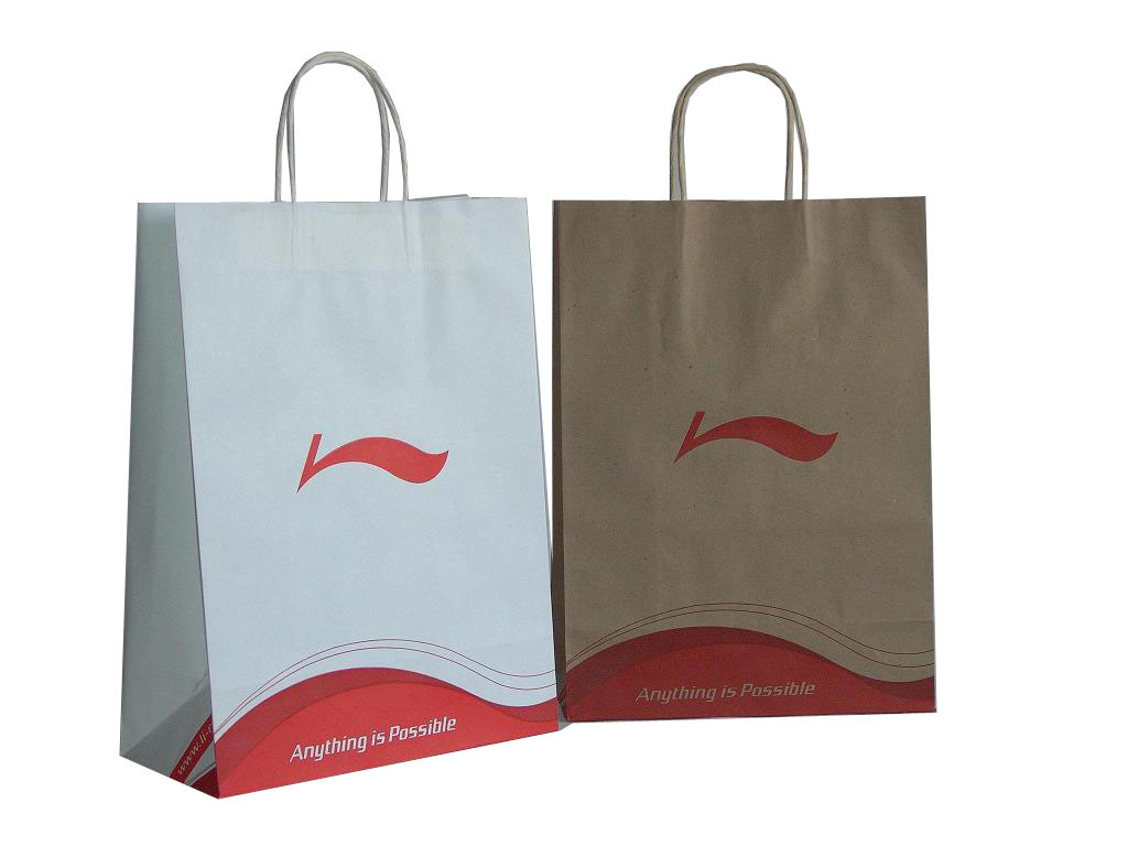 Custom Kraft Paper Shopping Bag with Twisted Handle