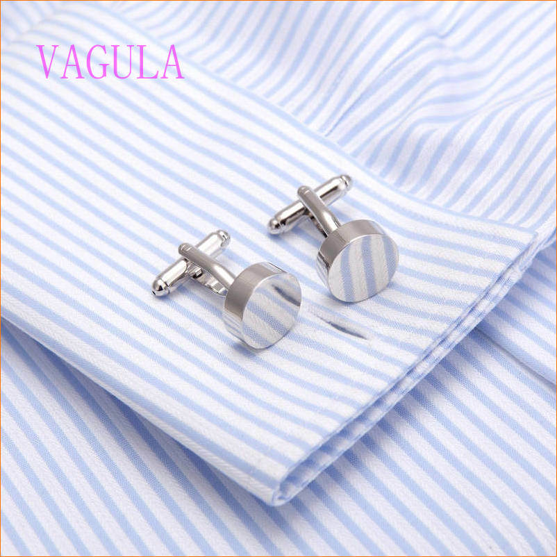 VAGULA 2015 Fashion Silver Plated Smooth Gemelos Copper Cufflinks
